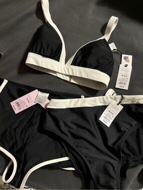 wild fable Black and White Contrast Bralette Bikini Set